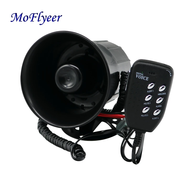 

MoFlyeer Universal 12V 20W Auto Car Loud Horn 105-115db Siren with 6 Sound Tone Megaphone Alarm for Motorcycles Van Truck Boat