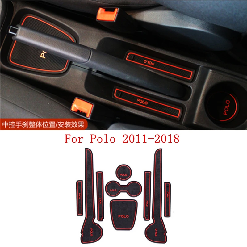 

9 pcs Car-Styling Anti Non Slip With Words In Car stickers Interior Door Groove Cup Gate Slot Mat Pad For VW Polo