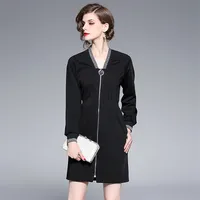 High Quality Fashion Designer Runway Dress 2019 Autumn Women's Long Sleeve Letter Pattern Embroidery Casual Dress