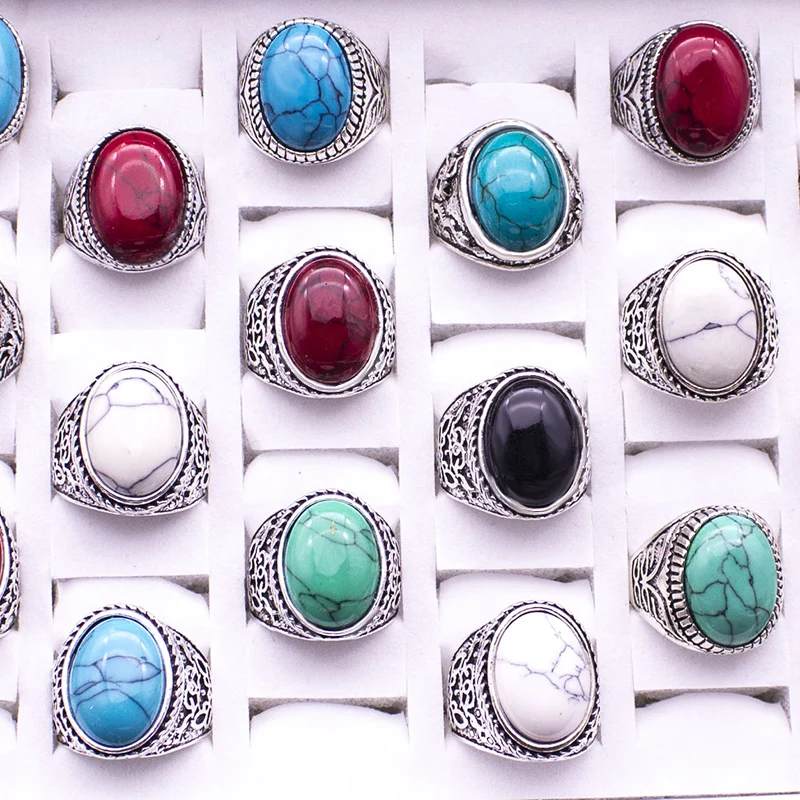Женские винтажные кольца с камнями серебристого цвета 20 шт.|stone rings for women|stone ringfashion