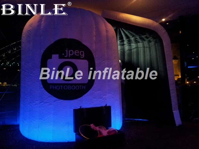  Advertising foldable led inflatable photo booth small mobile lighting circle photobooth for wedding