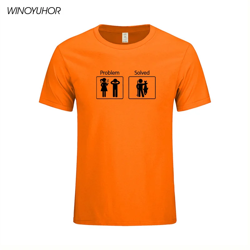 Fishinger Solves Problems футболка с коротким рукавом на заказ Мужская одежда летняя новая модная Хлопковая мужская футболка с круглым вырезом - Цвет: Orange