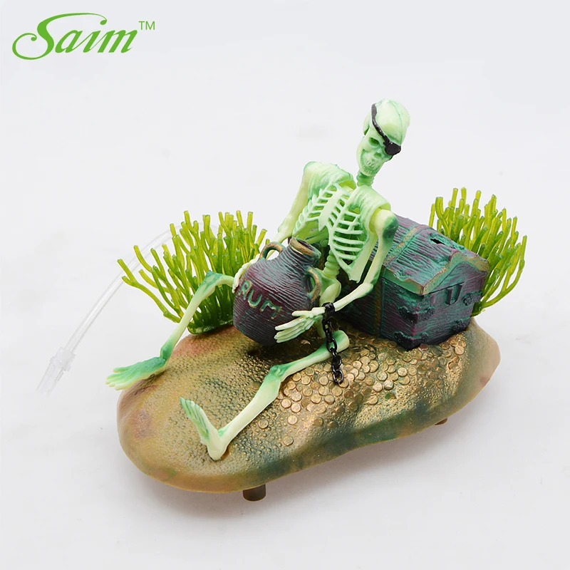 Saim Aquarium Decor Resin Tresure Skeleton Ornaments Aquarium Fish Tank