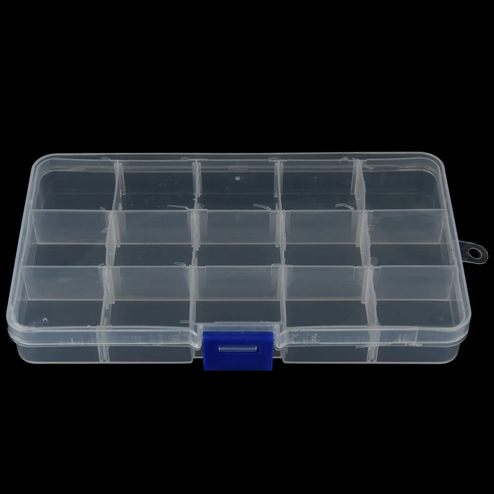 

1Pcs Plastic Clear Fishing track Box with 15 Compartments convenient Tackle Boxs Fishing Lure Tool Case Wholesale