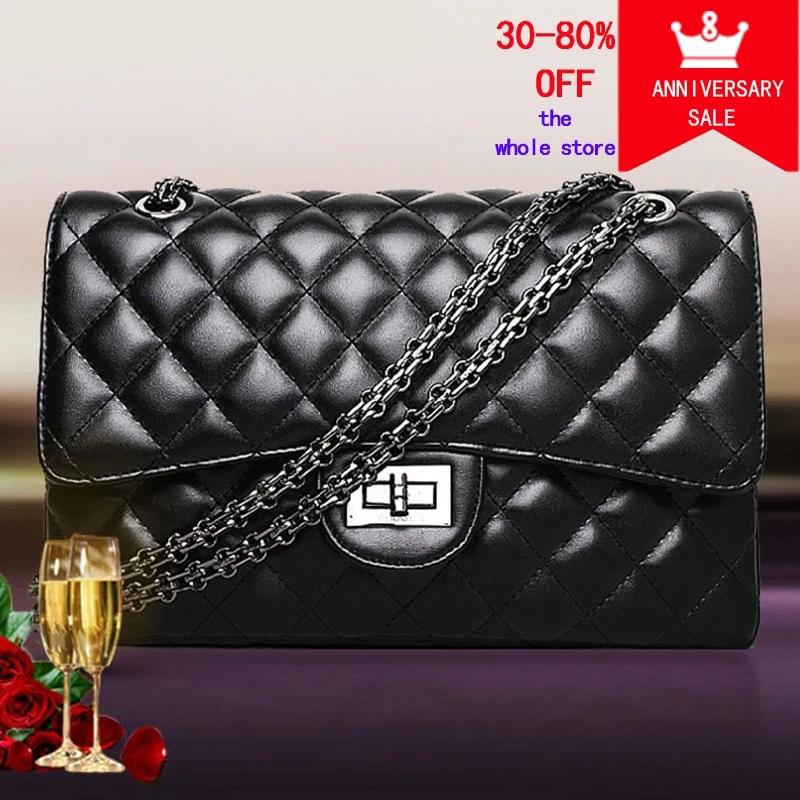 2018 Black Women Shoulder Bags Female Party Crossbody Chain Bag Plaid Handbag Quilted Sac A Main Femme Women Leather Handbags