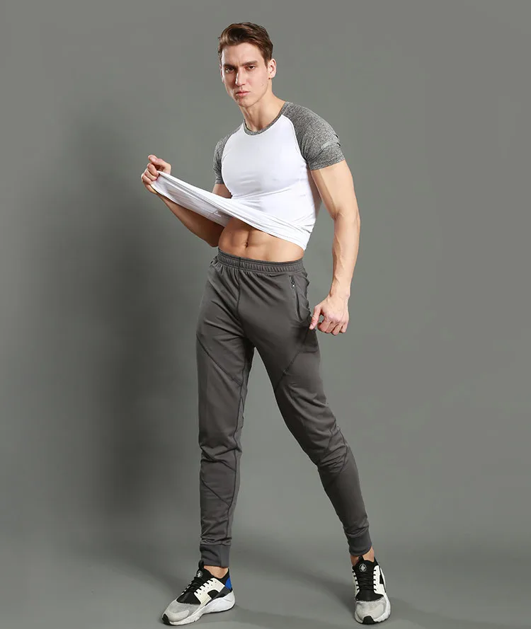 Мужские спортивные штаны для бега с карманами, спортивные штаны для футбола и тренировок, эластичные леггинсы для бега, штаны для спортзала, большой размер
