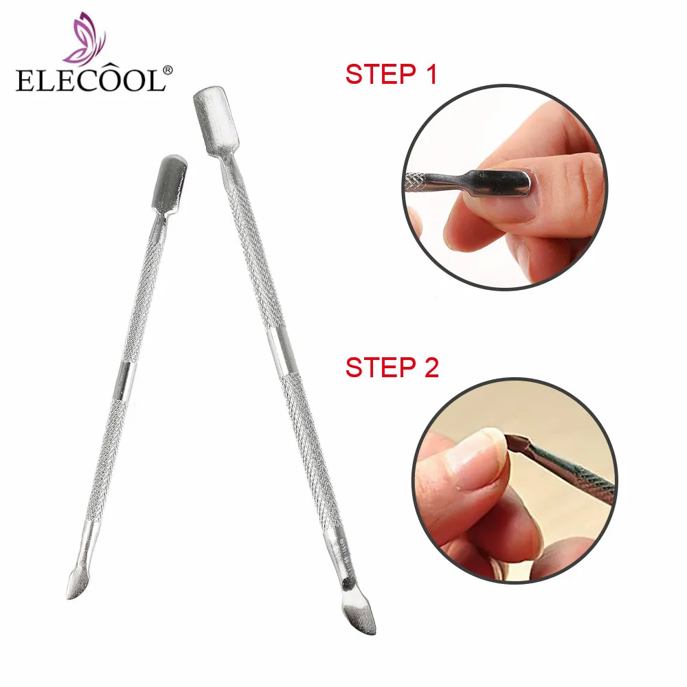ELECOOL 1Pc Stainless Steel Cuticle font b Nail b font Pusher Trimmer Portable Manicure Pedicure Care
