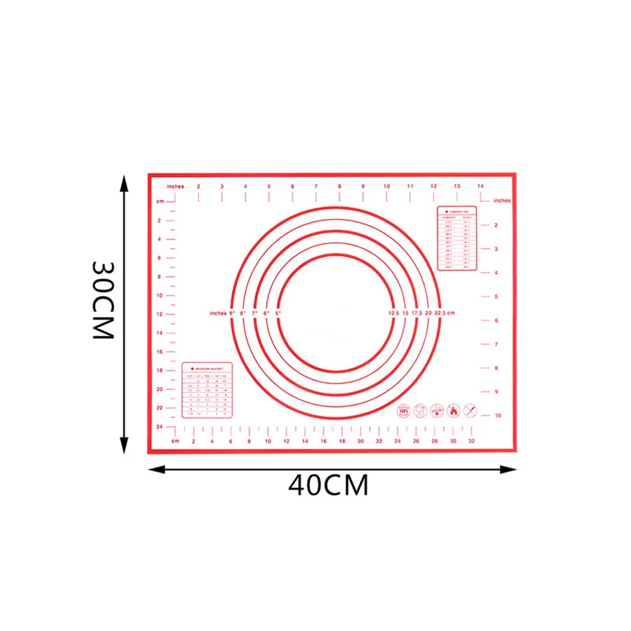 Очень большой 3" x 24" силиконовый коврик для выпечки-антипригарный нескользящий кондитерский коврик с измерениями по Leeseph(красный и черный