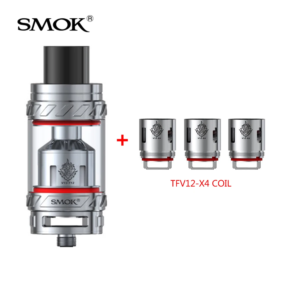 

Original SMOK TFV12 Cloud Beast King Sub-Ohm Tank 6ml with FV12-X4 0.15ohm/TFV12-T6 0.17ohm coil electronic cigarette atomizer