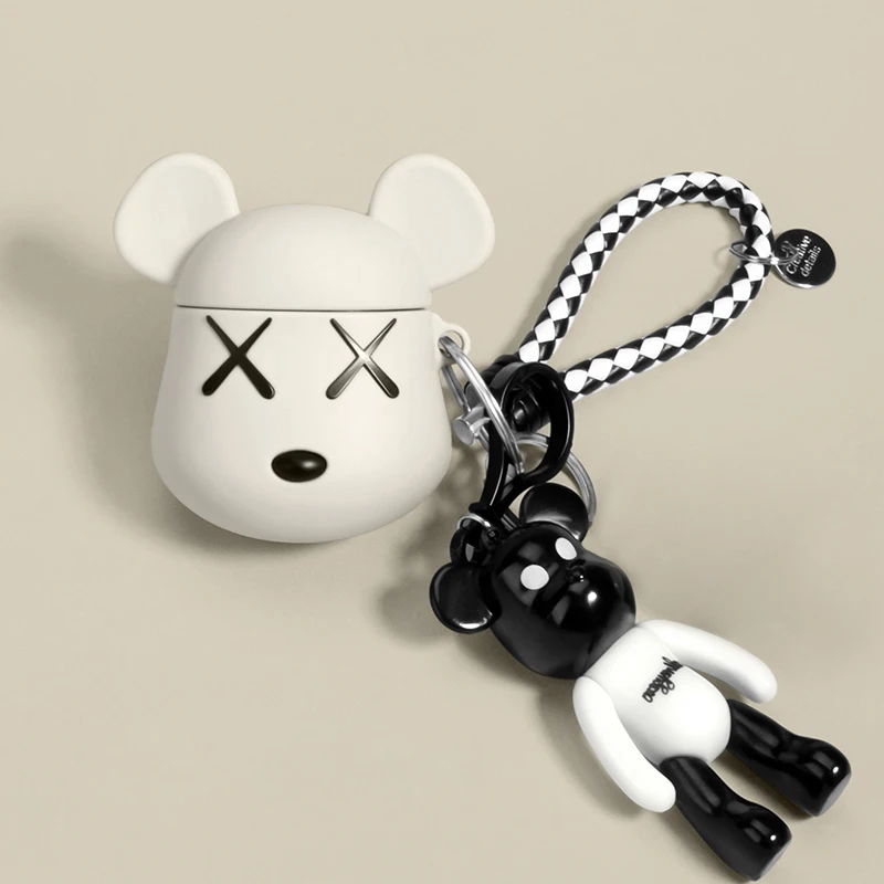 

Cute Cartoon Bear Silicone Bluetooth Wireless Earphone Case For Apple AirPods Finger Ring Cover For Airpods Charging Box Funda