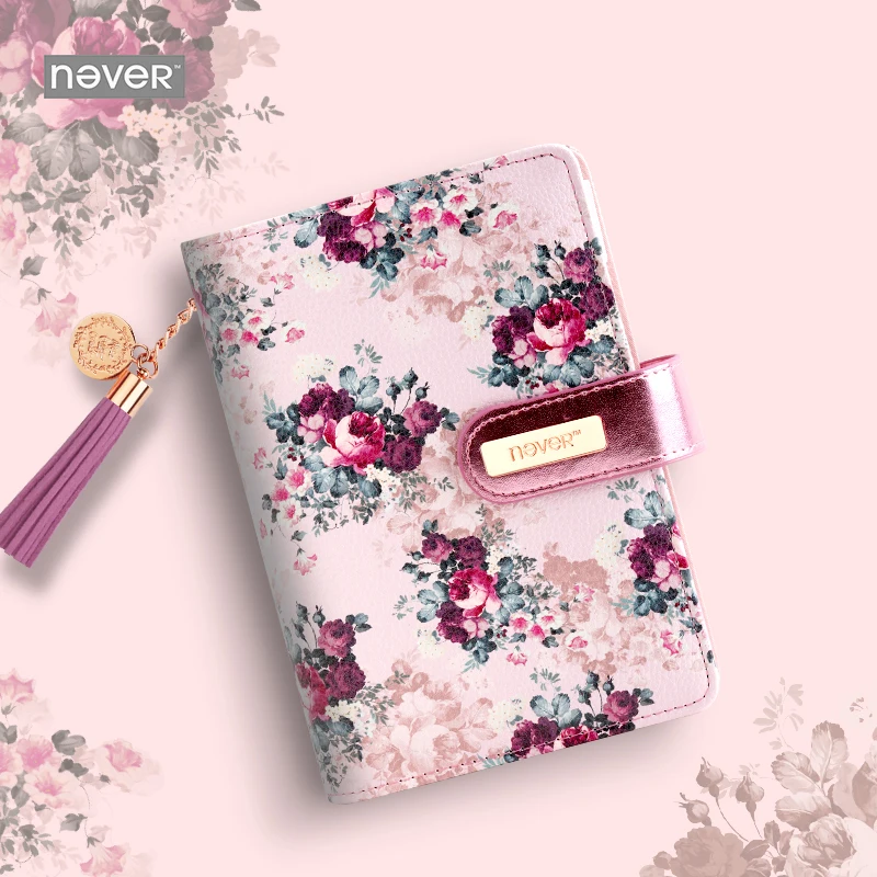 NEVER stationery rose series spiral notebook 2018 agenda organizer A6 planner personal diary book office and school supplies