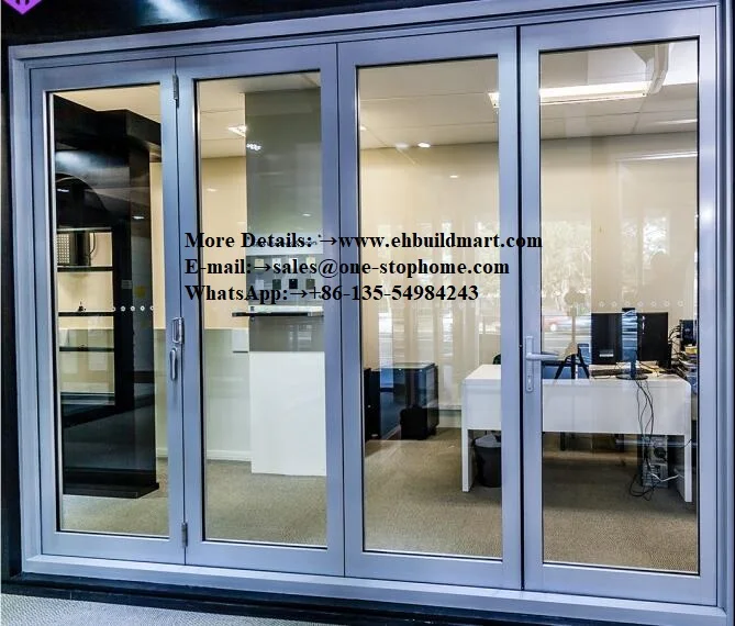 

Sound Reduction aluminum bi-folding door,Exterior Accordion Customised,Double/Triple Glazing Tempered Glass Door