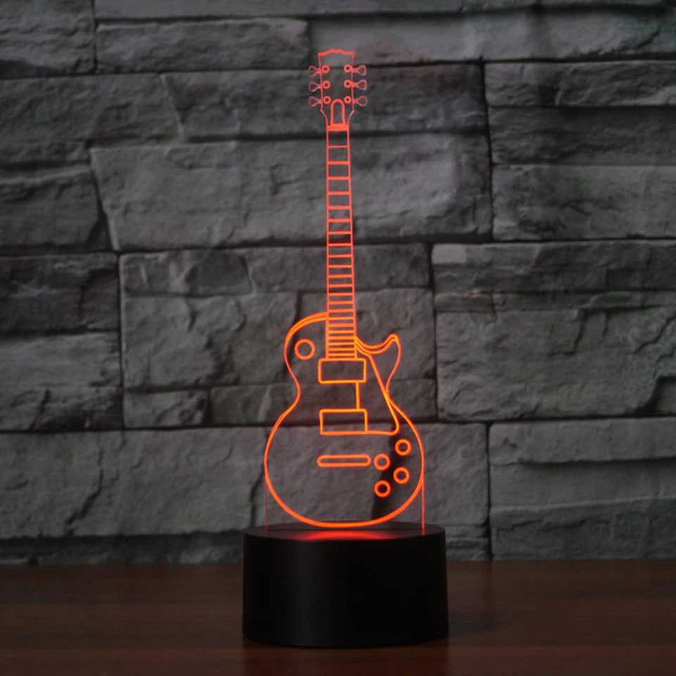 

Nightlight Led 7 Color Changing 3D Visual Touch Button Sensor Rock Guitar Modelling Musical Instruments Desk Lamp Usb Decor Gift