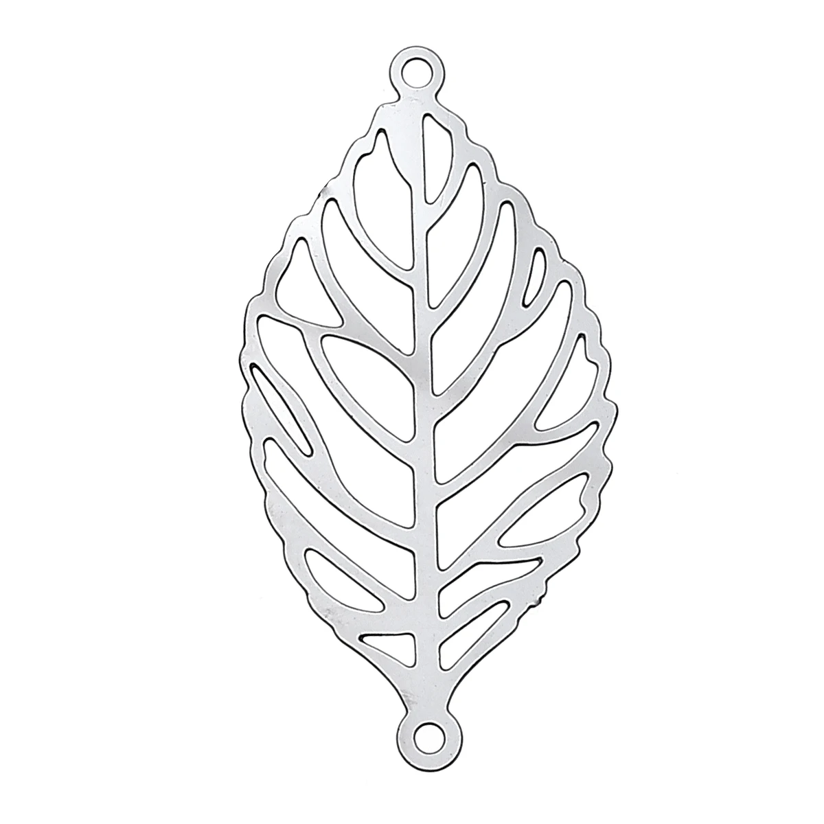 

DoreenBeads Filigree Stainless Steel Connectors Jewelry Findings Leaf Silver Tone 30 x 15mm, Hole: 1mm 1 Piece 2017 new