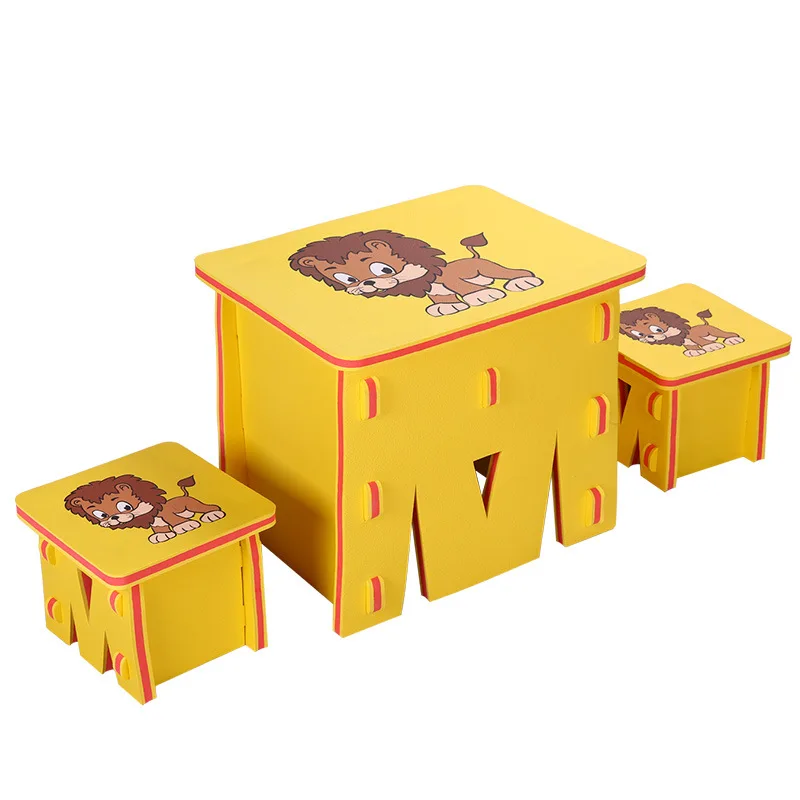 

Children Baby Splicing Pe Plastic Small Desk And Chair, Foam Mat, Cartoon Small Table