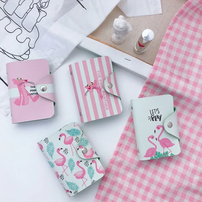 

Coloffice Japanese cute girl heart Pink Panther Card Case Doka bit card sets Flamingo card student card station storage holder