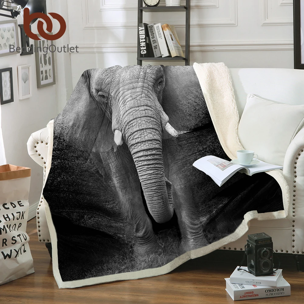 BeddingOutlet Elephant Sherpa Throw Blanket 3D Printed ...