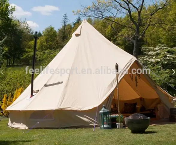 Free Shipping! 6M Waterproof Cotton Canvas Bell Tent with stove hole