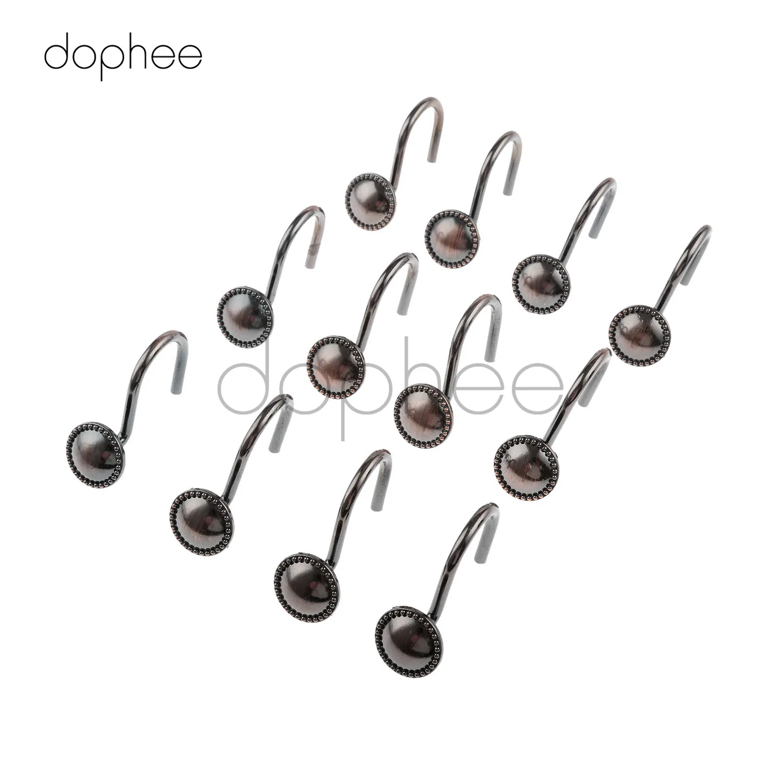 Dophee 12 шт. античные бронзовые Glide крючки для штор винтажные круглые шапки ванная