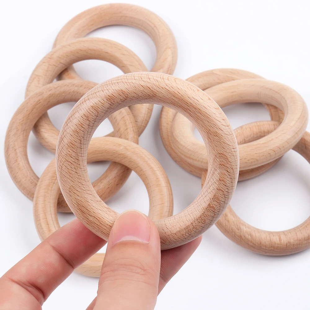 

TYRY.HU 5pc Wooden Teether 70MM Hight Quality Natural Beech Wood Materail Safe For Teething Baby Nurse Gift Rattle Accessories