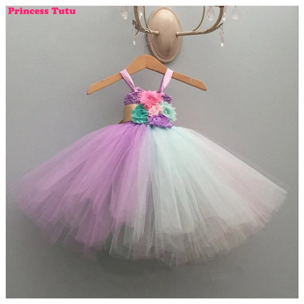 

Sweet Flowers Unicorn Tutu Dress Children 1st Birthday Cake Smash Unicorn Lover Party Dresses Christmas New Year For Baby Girls