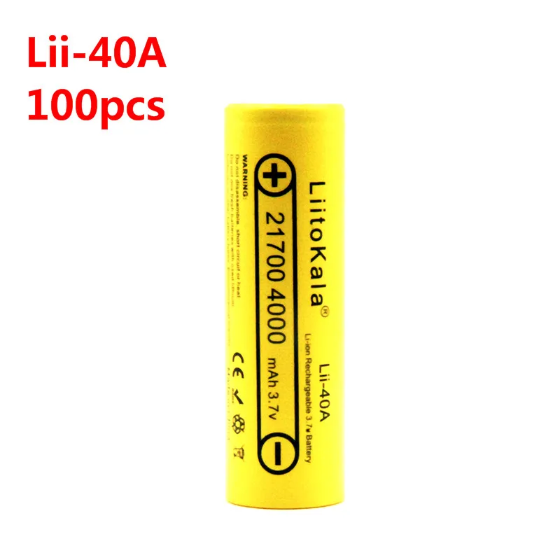 100 шт LiitoKala Lii-40A 21700 4000mah Li-Ni батарея 3,7 V 40A для высокоразрядного модового комплекта 3,7 V 15A