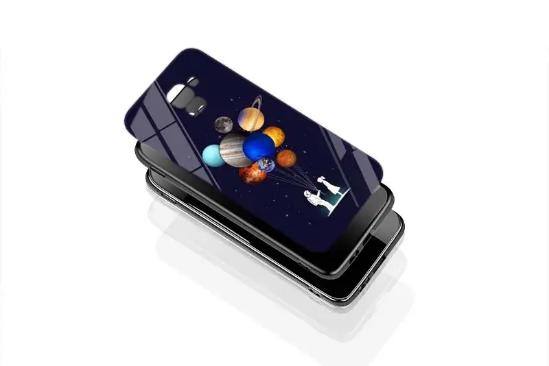 Черный силиконовый чехол Space Love Moon для Samsung Galaxy j8 j7 j6 j5 j4 j3 Plus Prime 2018 2017 2016