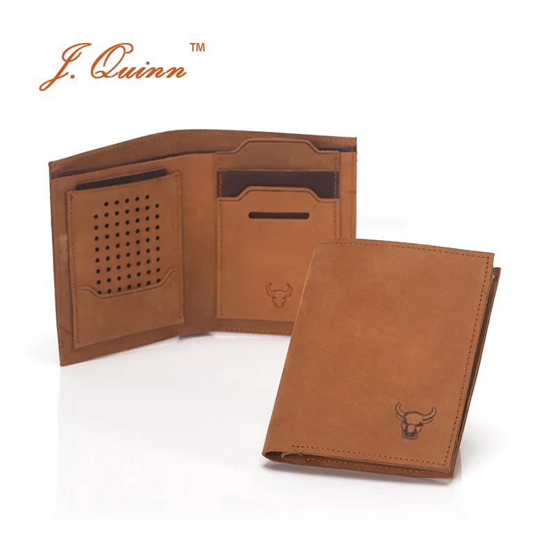 

J.Quinn Mans Wallet Slim Top Leather Men Wallets Bags Thin for Mens Cowbody Vintage Purse Design Card Slots Holder Genuine Purse