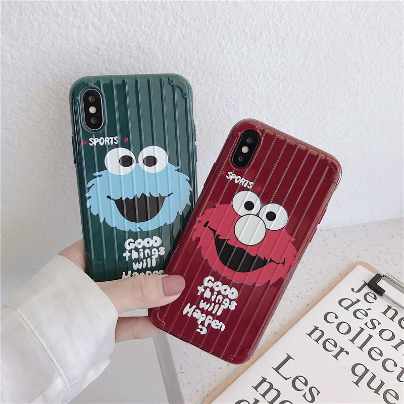 

Travel Luggage for iPhone 7 Plus Elmo Cookies Cases for iPhone X XR XS Max 6 6s 7 8 Plus Silicone Soft Protective TPU Coque Case
