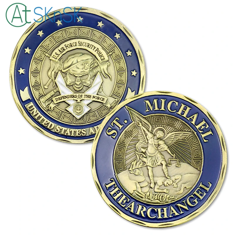 

1PC St. Michael the Archangel Military Airman Challenge Coin United States Air Force Security Police Collectible Coin Gift