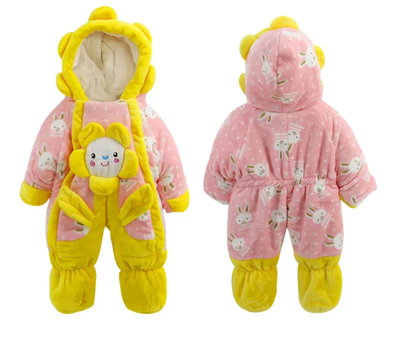 2017 Winter Thick Warm New Baby Boy Girl Rompers Unisex Newborn Infant Long Sleeve Hooded Climbing Clothes 0-1 Years Old Outwear05