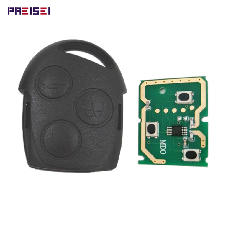 

PREISEI Black 3 Buttons Car Remote Control Keyless Replace For Ford Mondeo Key 433MHZ
