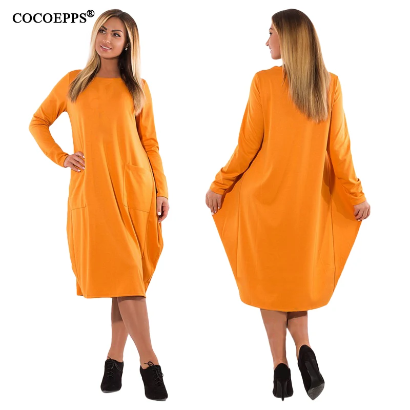 COCOEPPS 5XL 6XL, женские зимние платья, модная женская одежда размера плюс, свободное платье большого размера, повседневное элегантное теплое платье