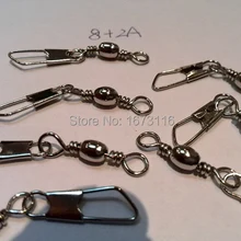 Ftee pesca баррель Вертлюги с безопасной защелкой РАЗМЕР 8#+ 2A quantly 500 шт./партия