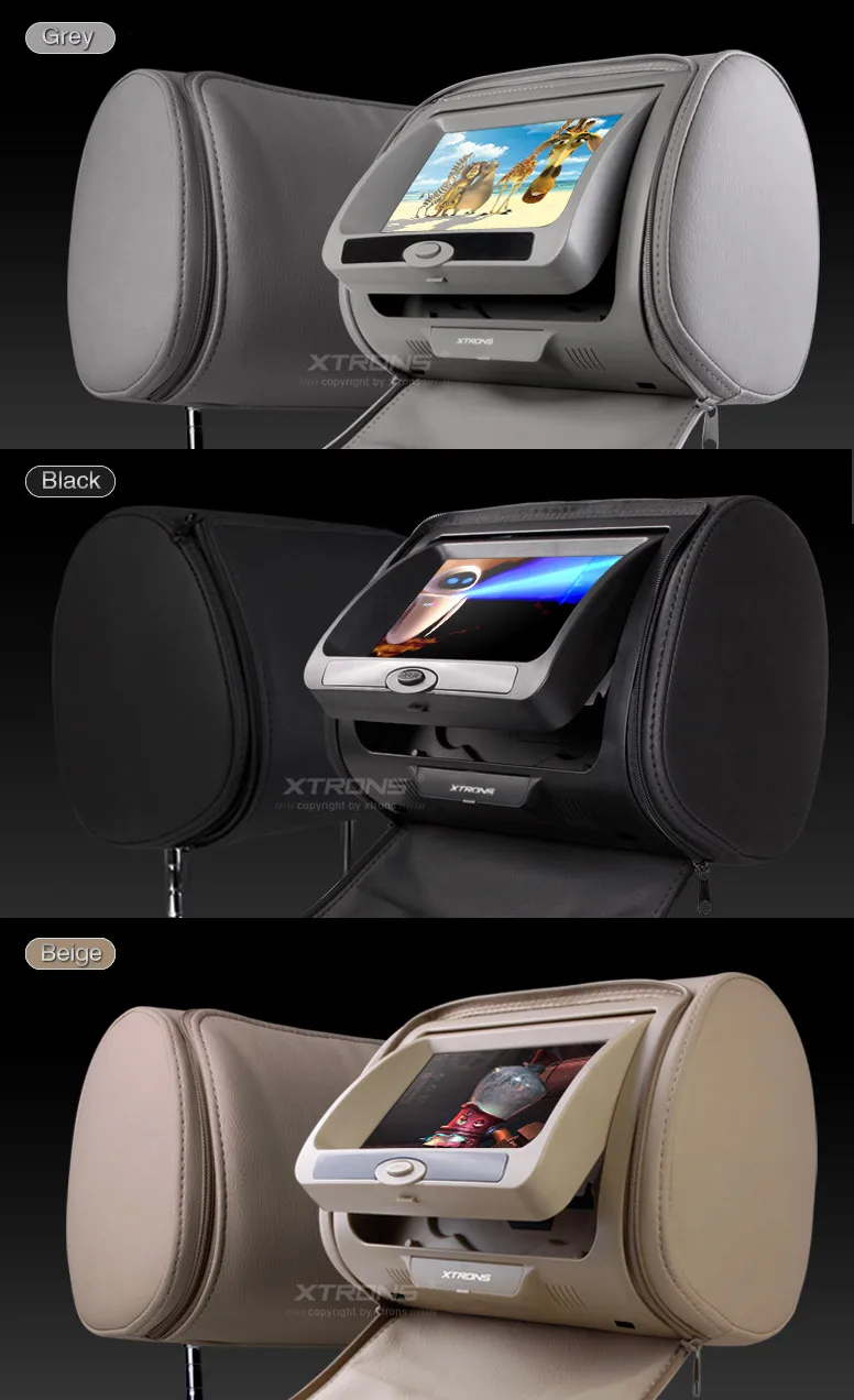 XTRONS монитор черный " цифровой экран молния подголовник автомобиля dvd-плеер USB FM игровой диск пульт дистанционного управления+ 2 шт. ИК беспроводные наушники