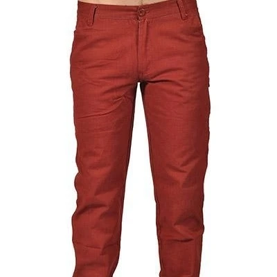 Men's Zip Fly Button Closure Casual Pants Maroon