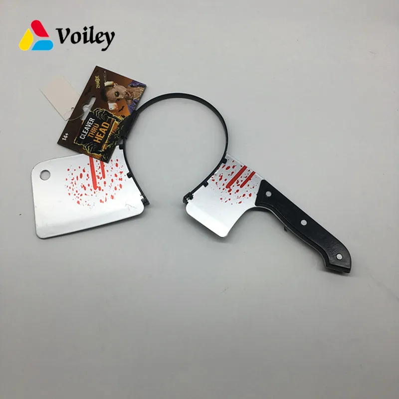 

Halloween Party Props Halloween Scissor Needle Chopper Through The Head Terror Wear Decor Novelty Cosplay Costume Funny Toys,Q