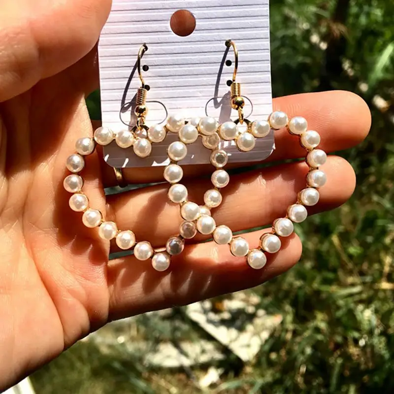 

New Arrival Gold Color Love Heart Drop Earrings For Women Korean Style Pearl Dangle Earrings Fashion Party Wedding Jewelry