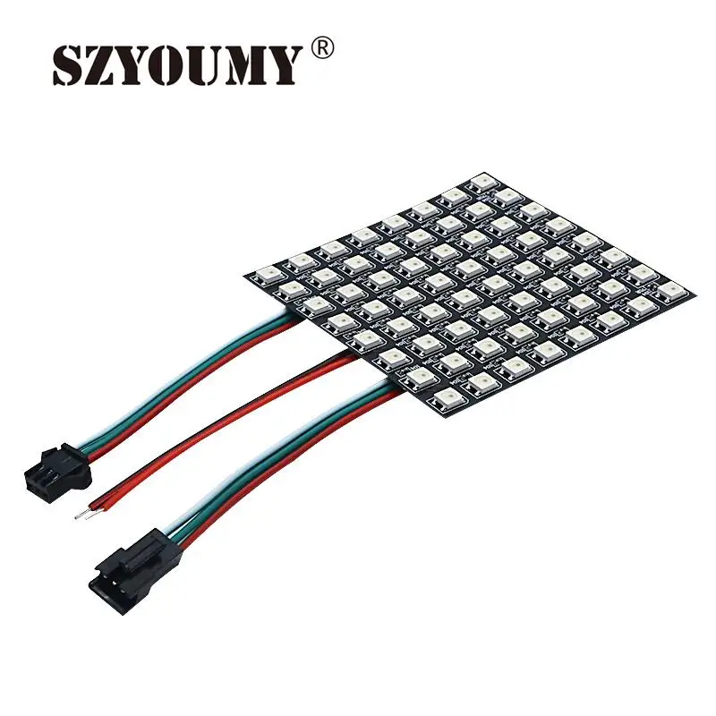 SZYOUMY WS2812B Светодиодная панель 8x8 см 8x32 16x16 Pixel WS2812 полноцветный модуль адресуемый RGB