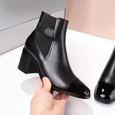Г. Новые Модные Демисезонные женские ботинки из натуральной кожи на высоком каблуке 5,5 см с круглым носком роскошная дизайнерская обувь для женщин - Цвет: 11
