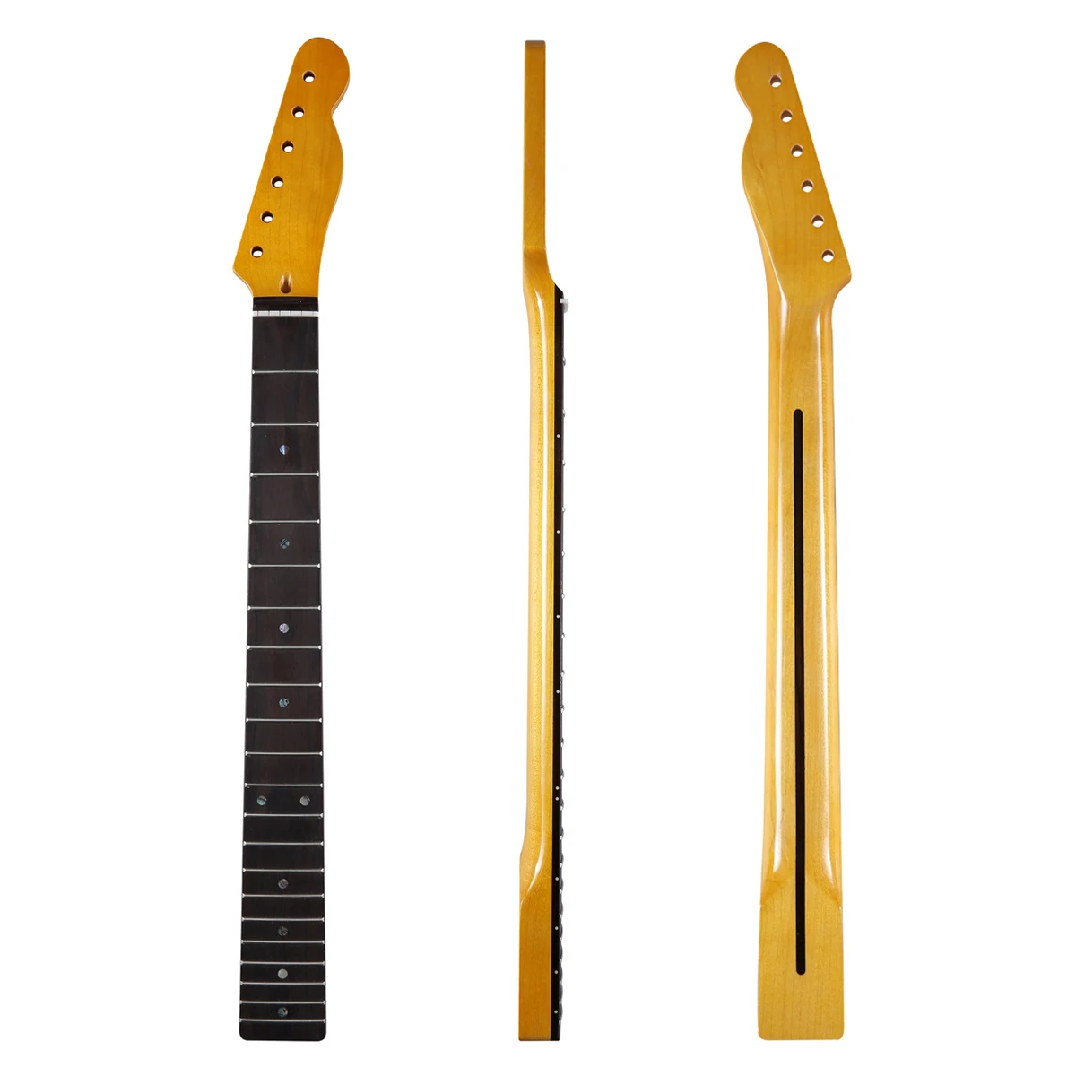 

High Quality 21 Fret 'U' Profile Canadian Maple/Rosewood Tele Guitar Neck Smaller Vintage 8mm Tuner Hole Abalone Inlay Bone Nut