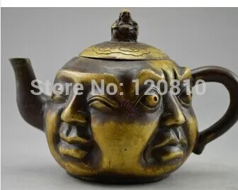 

Collectible Old Handwork copper carven 4 face Buddha statues teapot available