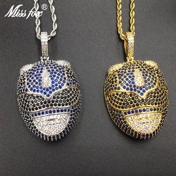 

Missfox Masked Man Pendant Necklace Lab Diamond Golden Trendy Anime Peripheral Jewelry Necklaces Hip Hop Top Quality 2019 New