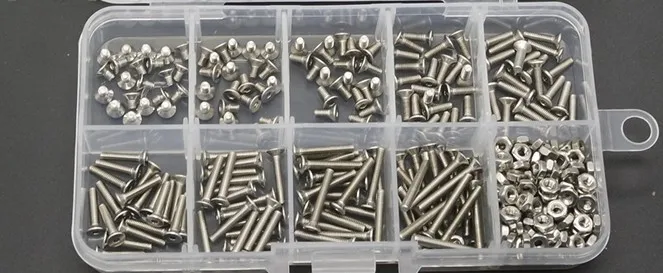 

360pcs/set M2.5*4/5/6/8/10/12/14/16/20 stainless steel 304 countersunk hex socket flat head screw nut assortment kit with box168