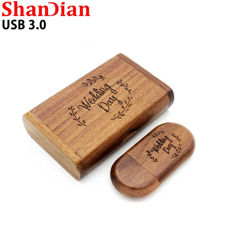 SHANDIAN Высокоскоростной usb 3 0 Логотип Деревянный + коробка персональный логотип