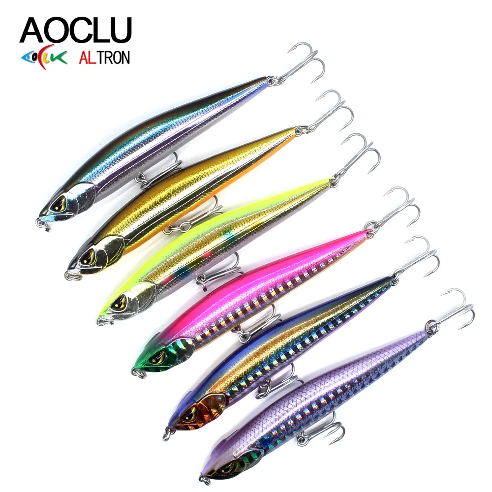 

AOCLU wobblers Super Quality 6 pcs/lot 85mm 14.4g Hard Bait Fishing lure Stick Pencil long distance cast shake sinking VMC hooks