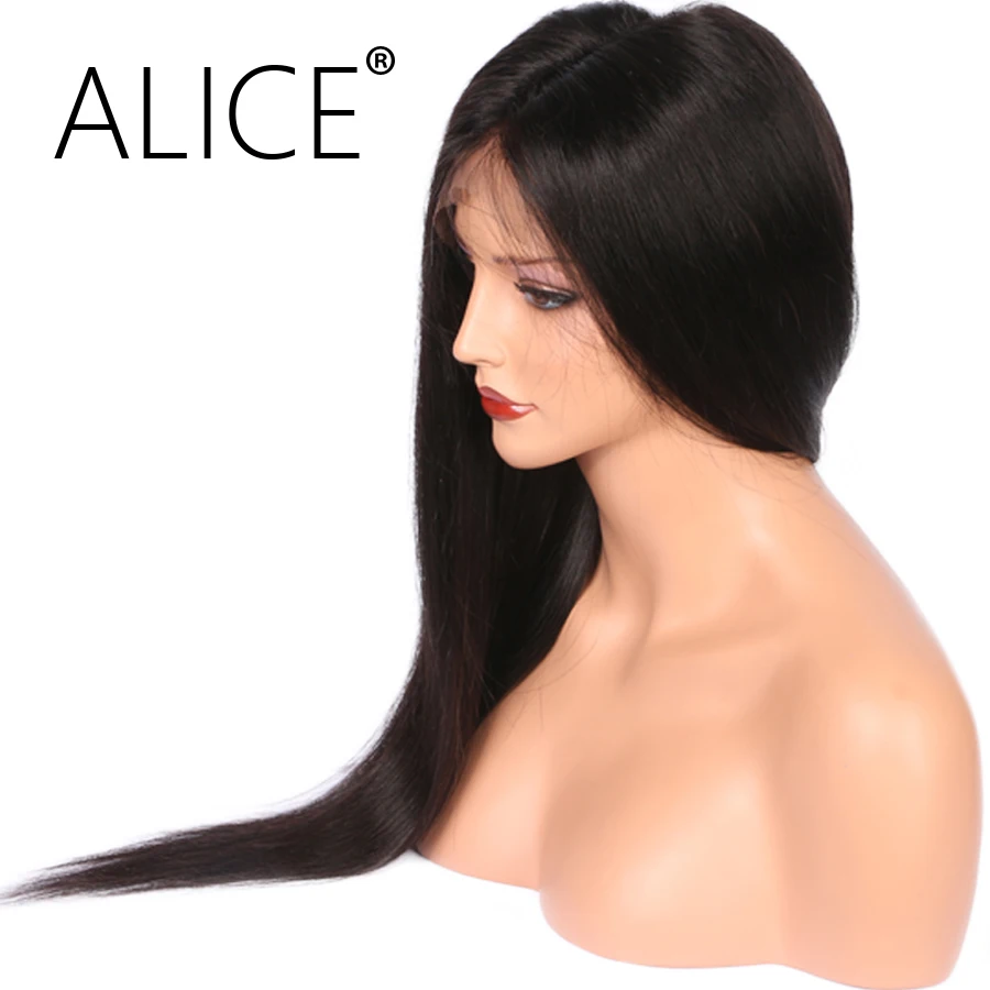 Алиса волосы 360 парик шнурка прямые человеческие волосы парики 180% Плотность remy волосы бесклеевая 360 кружево спереди парик с волосами младенца