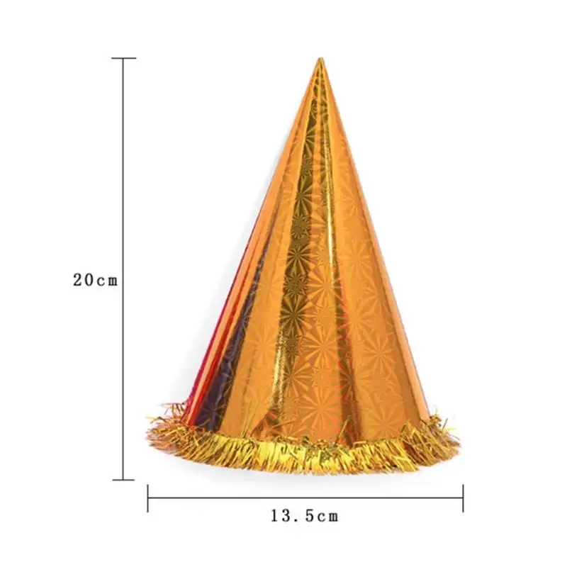 18 шт., конусные шляпы на день рождения с блестящими кисточками, вечерние шляпы для детей и взрослых, вечерние украшения
