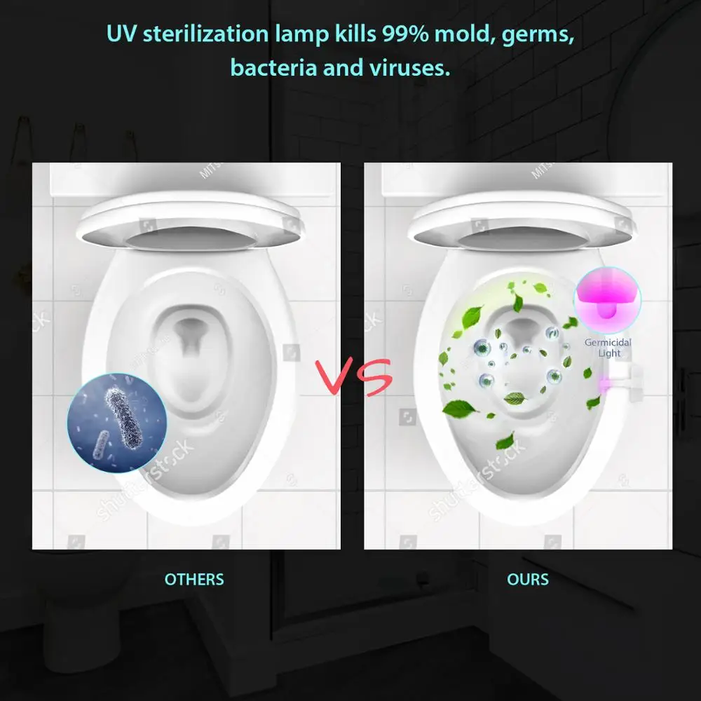 

Smart Night Light Led Motion Sensor Toilet Seat 16 Colors Waterproof Backlight Toilet Bowl LED Luminaria Lamp WC Toilet Light