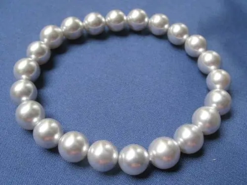 

free shippinbg 06570 gray silver mother of pearl shell round beads stretch bracelet